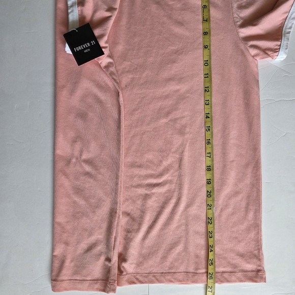 Forever 21 Men’s Pink T‑Shirt with White Trim - Picture 7 of 8